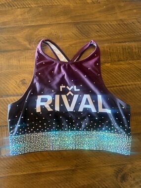 RIVAL Ombre Rhinestone Athletic Crop Top - Burgundy to Black